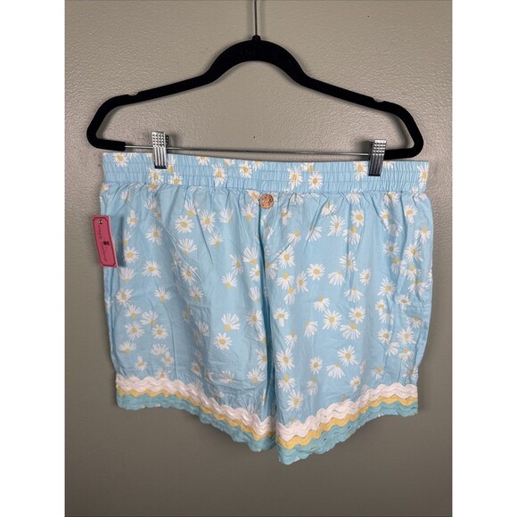 Simply Southern Blue Shorts with‎ White Flowers Ricrac Women's Sz XL -  NEW - Picture 14 of 14